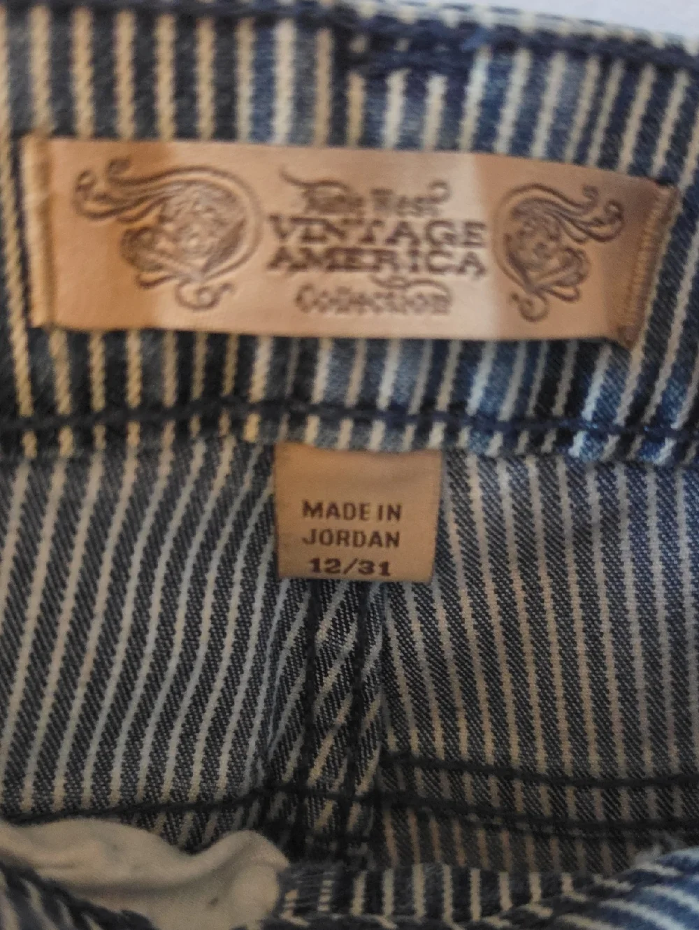 Vintage America Light Blue Pinstripe Cropped Jeans BOHO - Picture 3 of 5